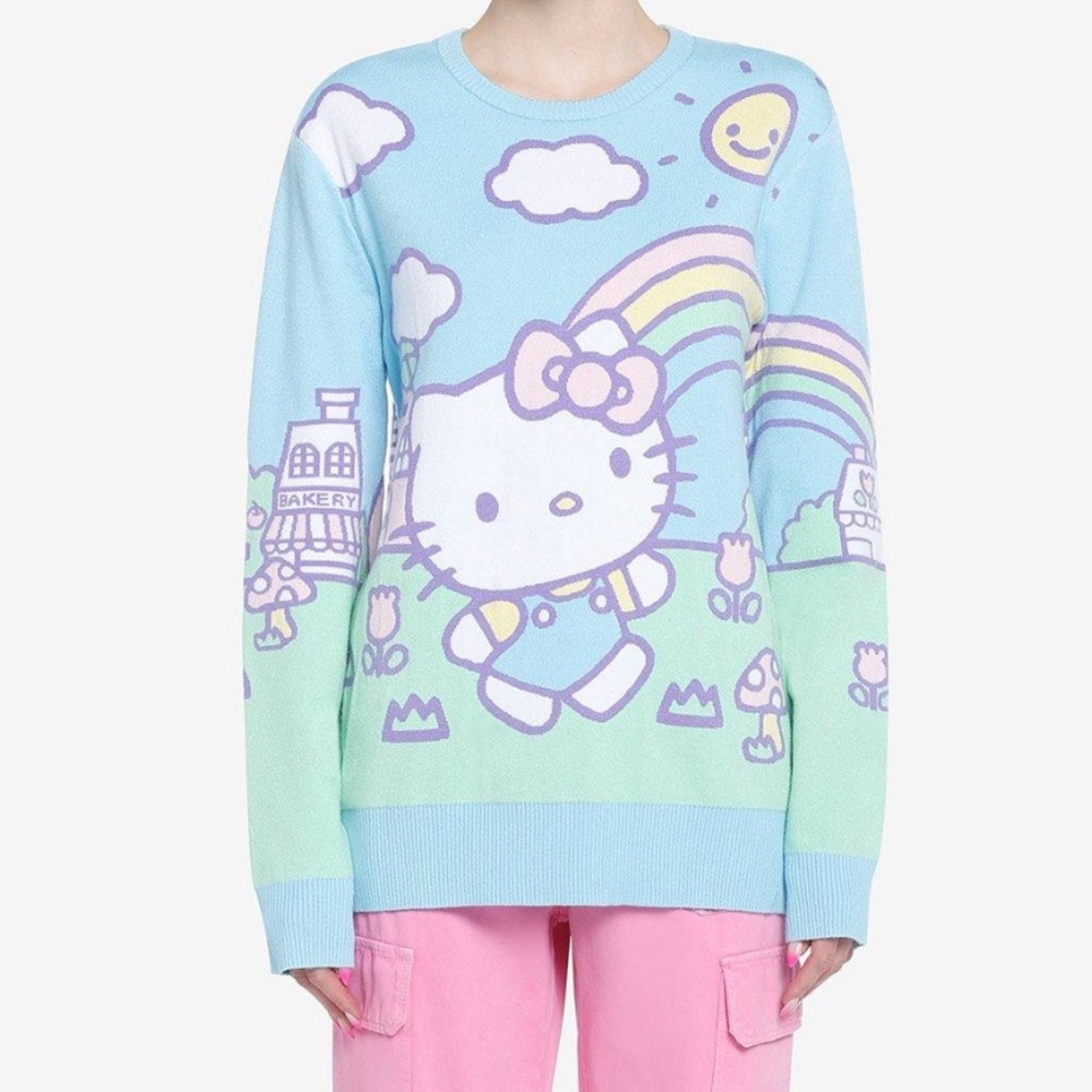 Sanrio Hello Kitty Jumbo Art Pastel Knit Sweater Hot‎ Topic